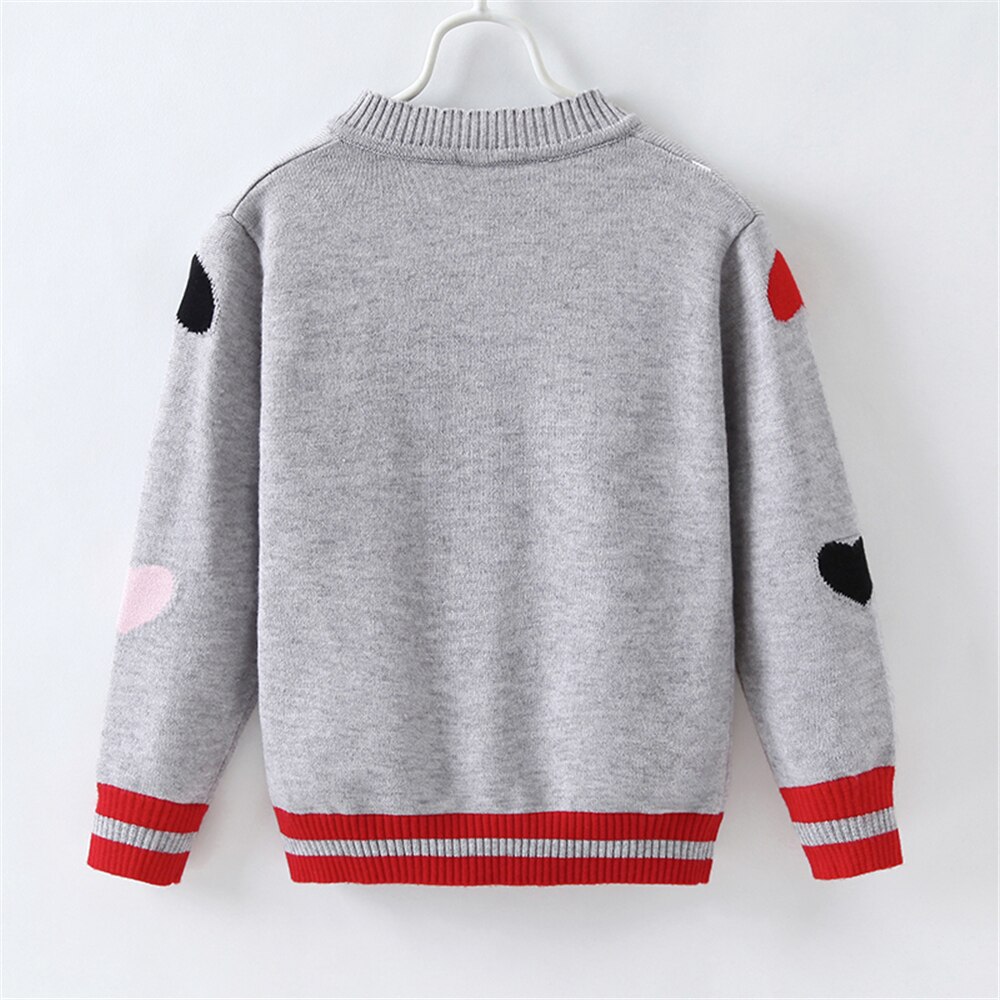 Focusnorm herfst winter meisjes trui jas hart print gebreid lange mouw enkelrijs casual outfits
