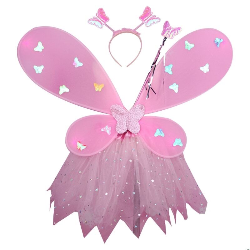 Søde børn kostumer ydeevne rekvisitter gradient farve sommerfugl prinsesse engle vinger fe stick børn klæde sig op legetøj