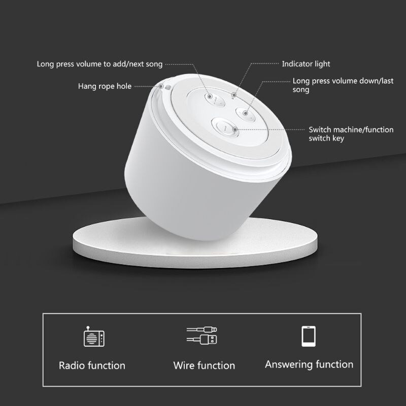 Round Portable Mini Wireless Bluetooth Speaker Subwoofer Smart Voice Control 5.0 203A
