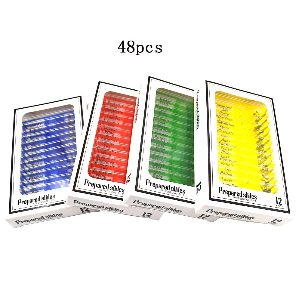Chanseon 12pcs/set Plastic Microscope Slides Biological Specimen with for Children Student Microscope Enlighten Education