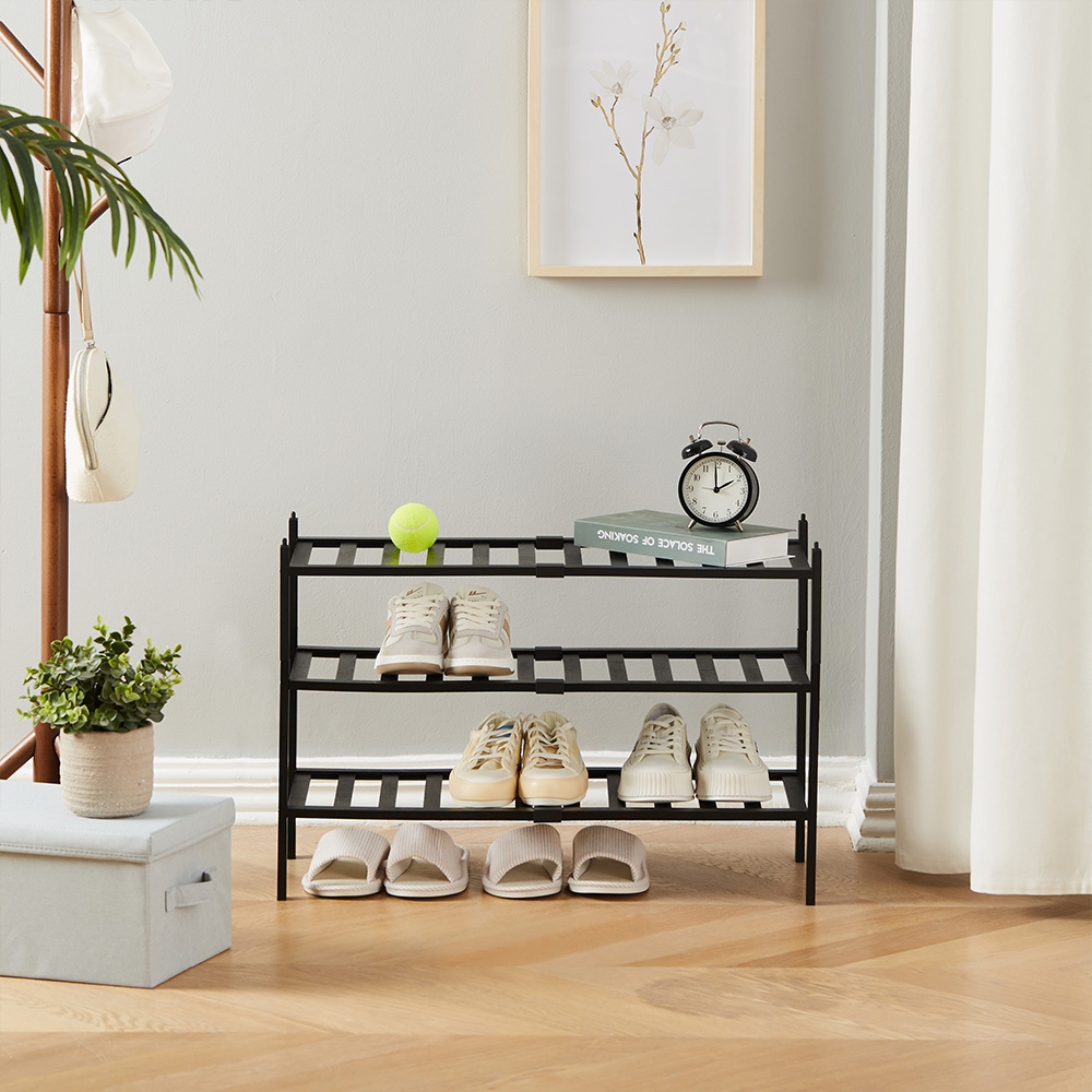 3-Tier Bamboo Shoe Rack Storage Show Rack Stackabl... – Vicedeal
