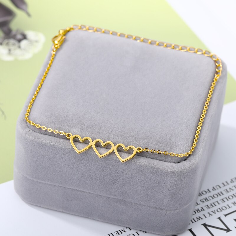 Klassische Herz-Förmigen Aushöhlen Anhänger Einstellbare Armbänder Für Frauen Edelstahl Charme Minimalistischen Mädchen Schmuck