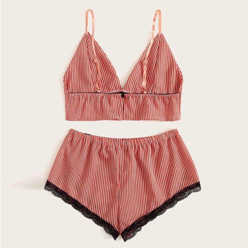 Mode Woninginrichting Sexy Intimates Gestreepte Kanten Beha Pyjama Tweedelig Pak