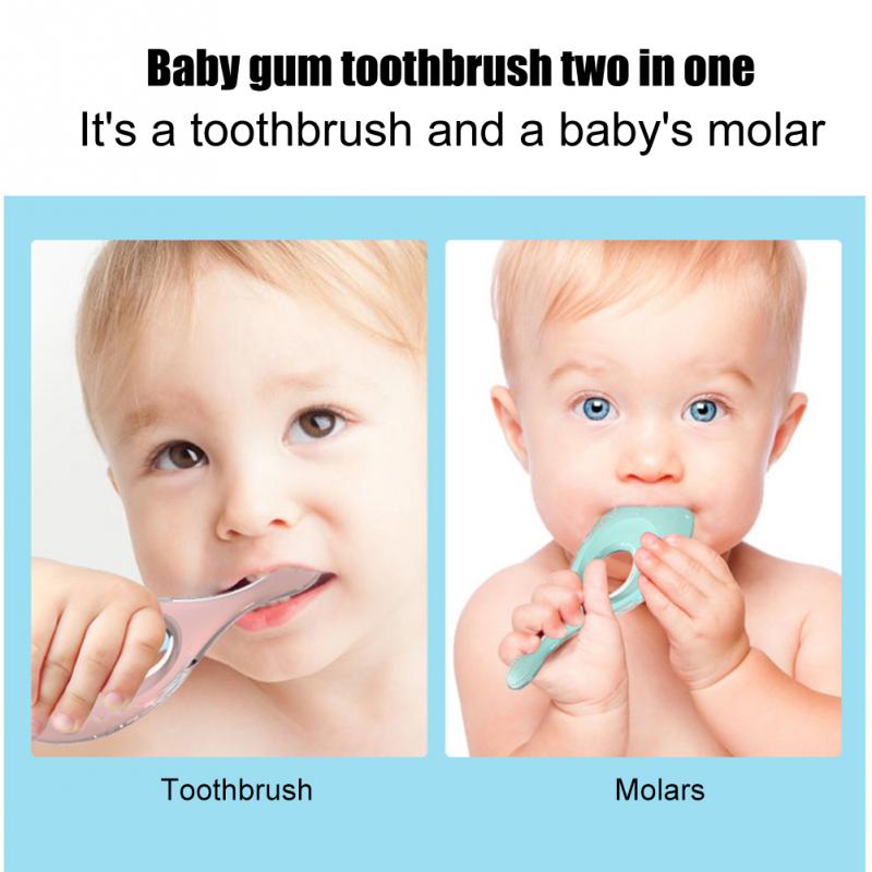Baby Toothbrush Toddler Infant Soft Silicone With Baffle Gum Care Short Handle Toothbrush Baby Care Sppulies