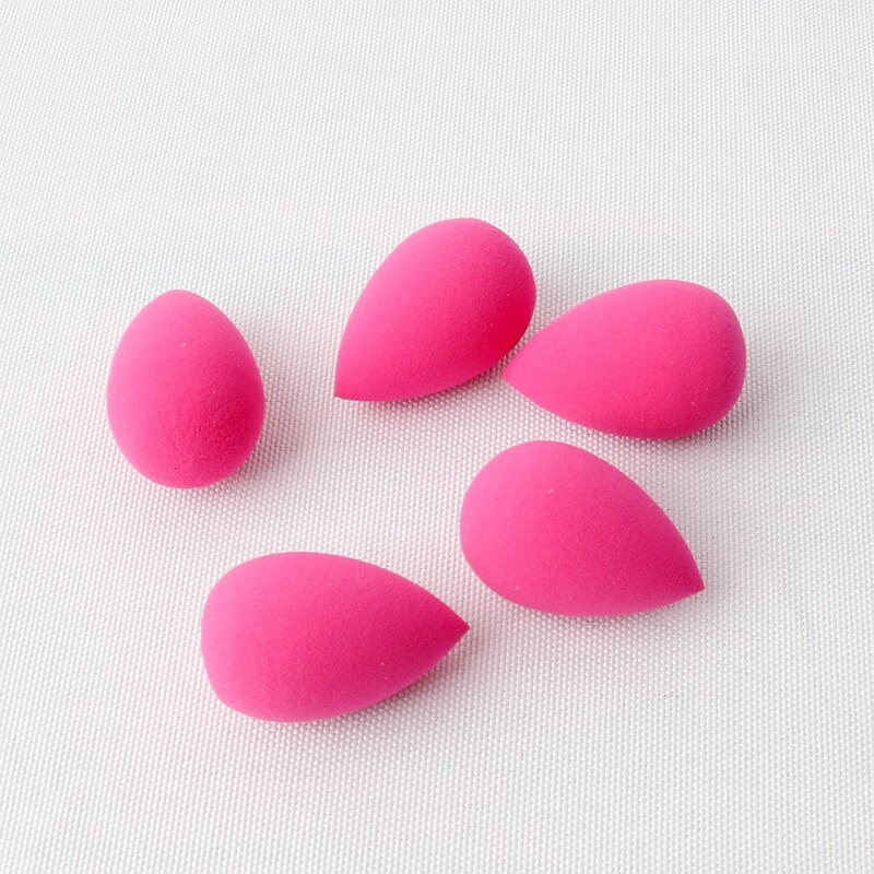 Lote de 5 unidades de esponjas cosméticas de pequeño liso para dedos, esponja para uso en seco y mojado, utensilios de belleza base, Mini esponja de maquillaje BB en forma de gota de agua