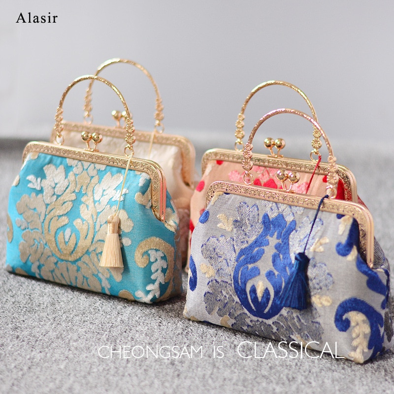 Alasir Chinese Style Jacquard Banquet Handbags Retro Women Handmade Bags Vintage Cheongsam Shoulder Bags