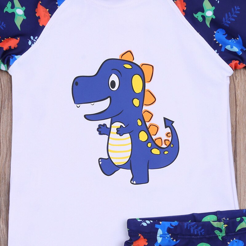 Conjunto de biquíni estampado de dinossauro para bebês, 2 peças, roupa de banho curta, maiô para meninos, festa de verão 2021