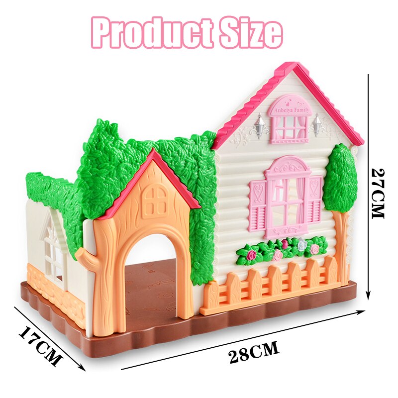 1/12 Forest Animal Family Wing Christmas House Ice Cream Bread Flower Fruit Shop Bunny Dollhouse Girl Play House Toy