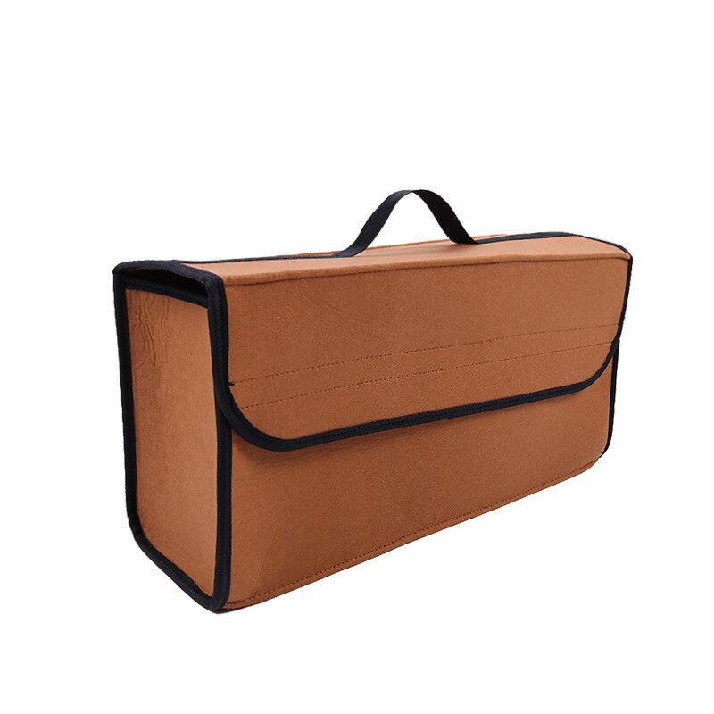 Car Back Seat Storage Box Trunk Bag Vehicle Automotive Tool Multi-use Tools Organizer For Trunk Carpet Folding Emergency Box: brown