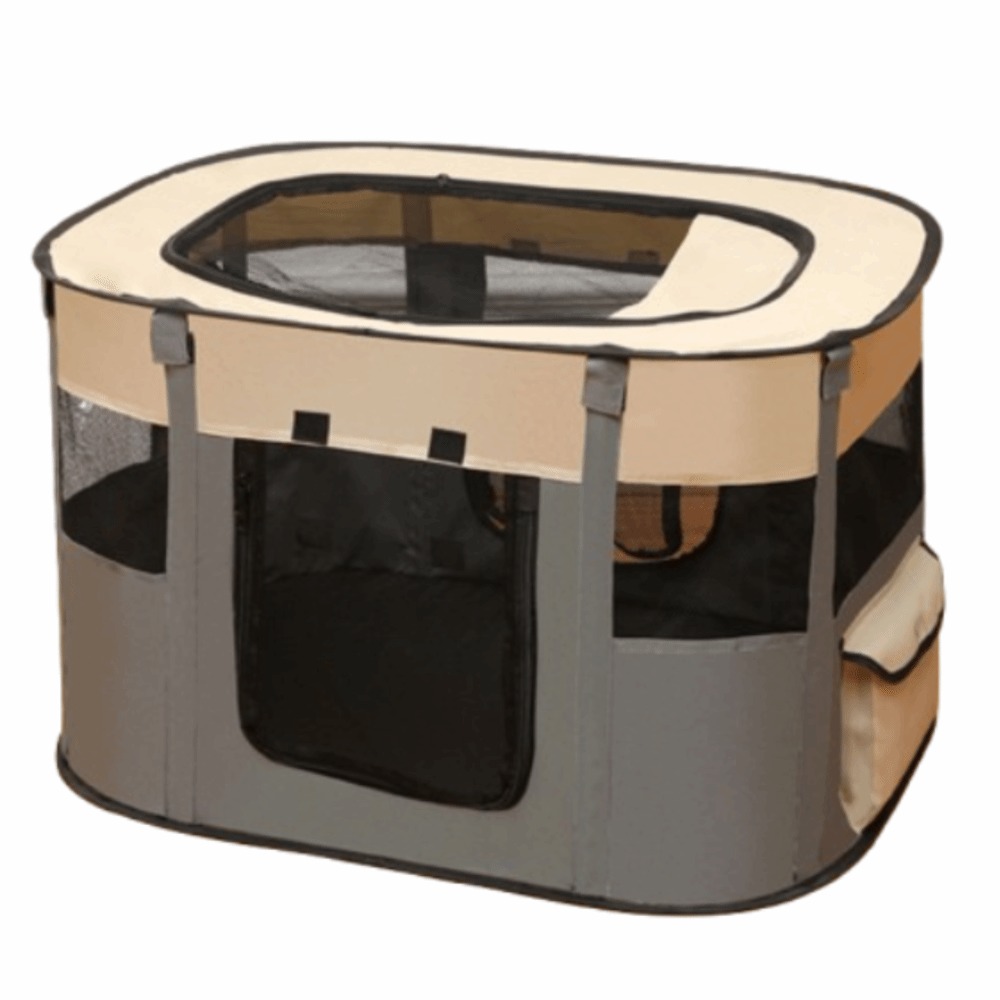 Visible Portable Pet Playpen Breathable Removable Folding Pet Cage Collapsible 300D Oxford Cloth Cat Room Outdoor: Red