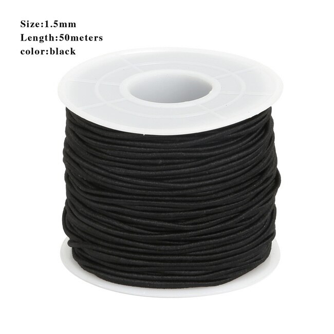 Dia cordon élastique rond en perles de 0.8/1.2/1.5mm, fil extensible, ficelle/corde pour fabriquer des colliers, Bracelet, fourniture de matériel bijoux à bricoler soi-même: Black 40m