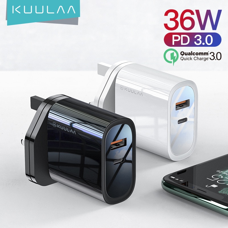 Caricabatterie USB KUULAA 36W PD Quick Charge 4.0 3.0 USB tipo C caricabatterie rapido adattatore telefono Supercharger per iPhone 13 Xiaomi Huawei