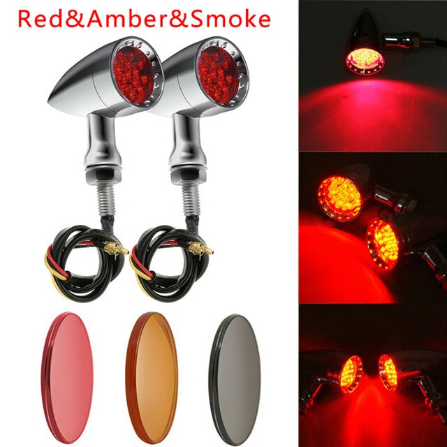 Voor harley chopper richtingaanwijzers chroom motorfiets led richtingaanwijzers betrouwbaar top: Rood