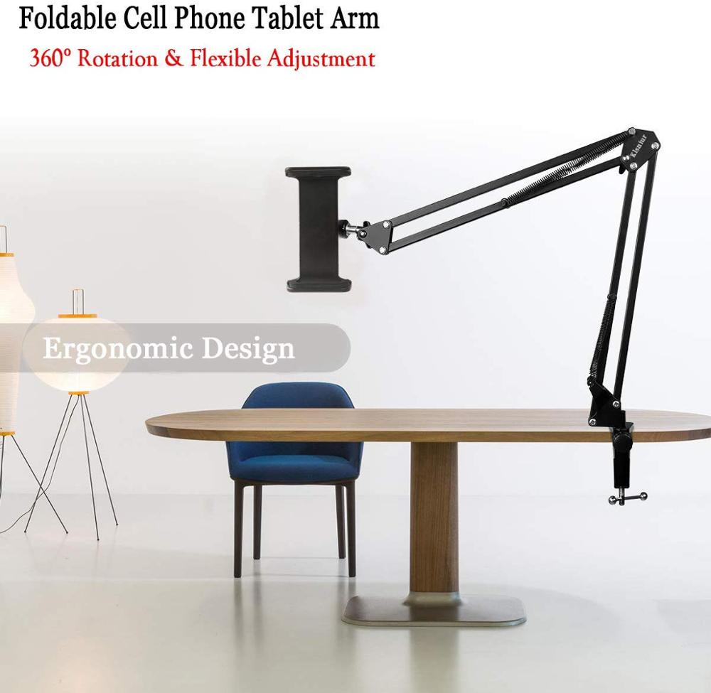 Soporte de montaje para tableta, brazo articulado de rotación de 360 ° para iPhone/iPad Mini Air Pro de 7-11 pulgadas