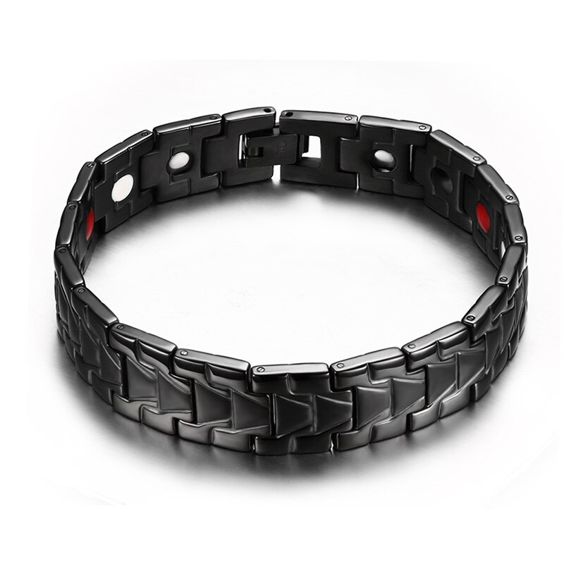 Vnox saluto E Bellezza Braccialetto Braccialetti Nero Catena in Acciaio Inox Magnete Germanio Regolabile 3 di colore: nero e scatola