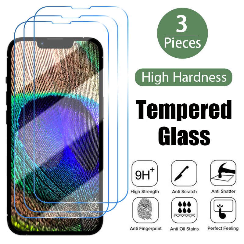 Protector de pantalla de vidrio templado para móvil, Protector de pantalla para iPhone 7, 8, 6, 6s Plus, X, XR, XS, MAX, SE 5, 11, 12, 13 Pro, 3 unidades