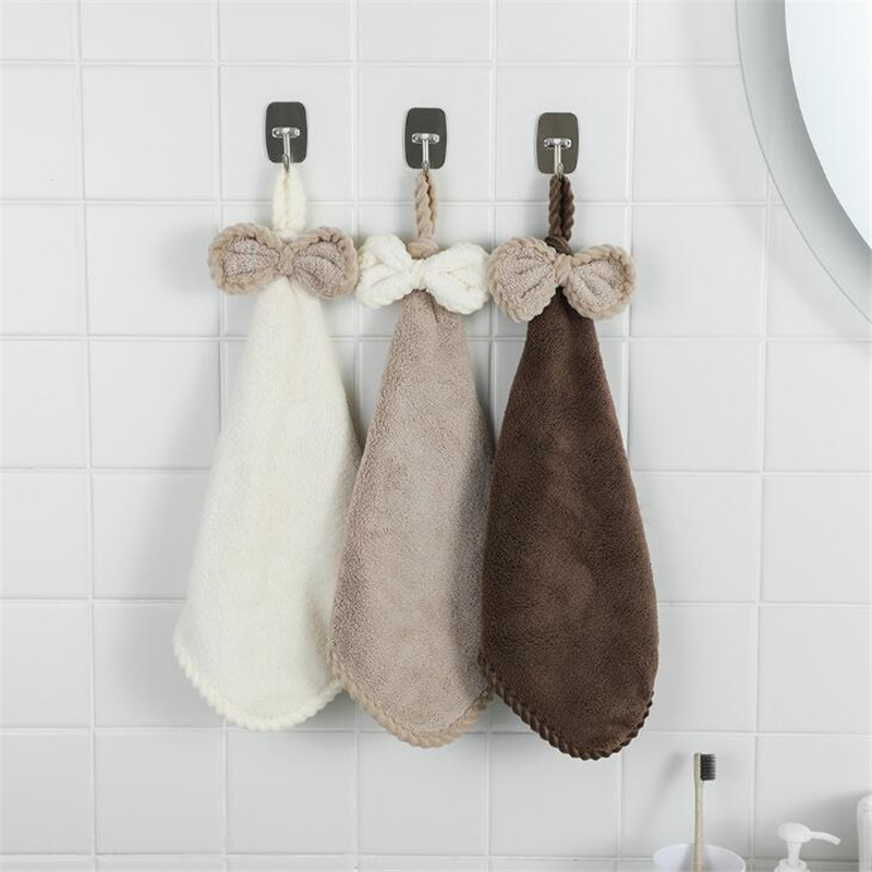 Bogen Hand Handtuch Mikrofaser Stoff Schnell-Trocken Wasser Absorption Trockenen Hängen Waschen Hand Handtuch freundlicher Tägliche Verwendung Küche Wc handtücher