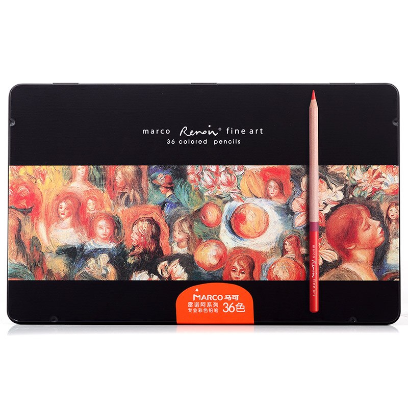 Marco Renoir 3100 3120 12/24/36/48/72/78/100/108/120 Tin Box Box Limited Edition Oil/Water-Soluble Colored Pencil Set: 3100-36TN Oil Color