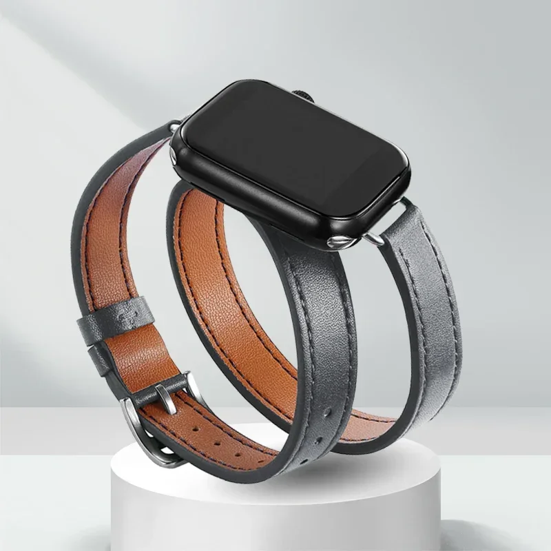 Bracelet en cuir pour Bracelet de montre Apple 10 42MM 46mm 9 8 7 41 45mm 6 SE 5 4 40 44mm Correa pour Bracelet IWatch Series10 Ultra 2 49mm: Bleu / 14mm