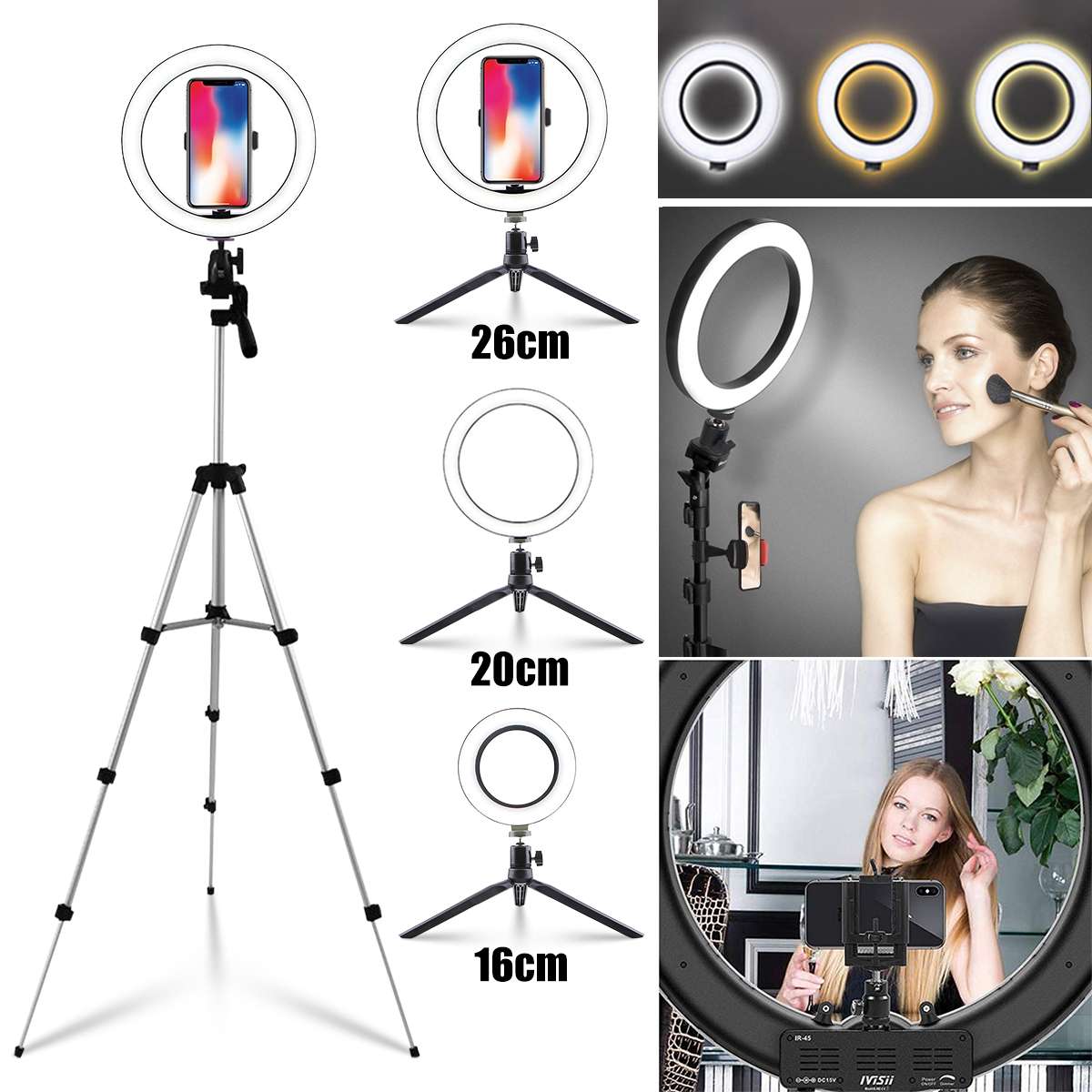LED Ring Light Photo Studio Camera Light Photography Video Live Beauty Fill Lamp Set With Tripod Bracket for Phone