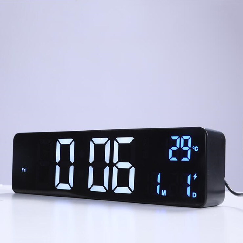 Digital Alarm Clock Temperature Date Dual Alarms Voice Control Electronic Table Clock Snooze Wall LED Clocks for Living Room: BBL