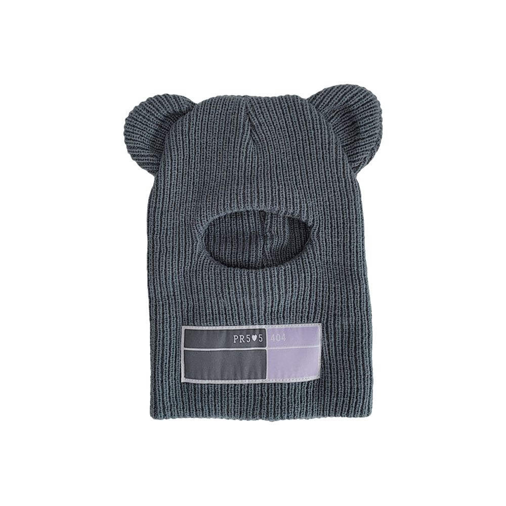 Cagoule de Ski en tricot avec oreilles de lapin, cache-nez épais en laine artificielle, écharpe chaude pour l&#39;hiver, pour hommes et femmes adultes: light grey