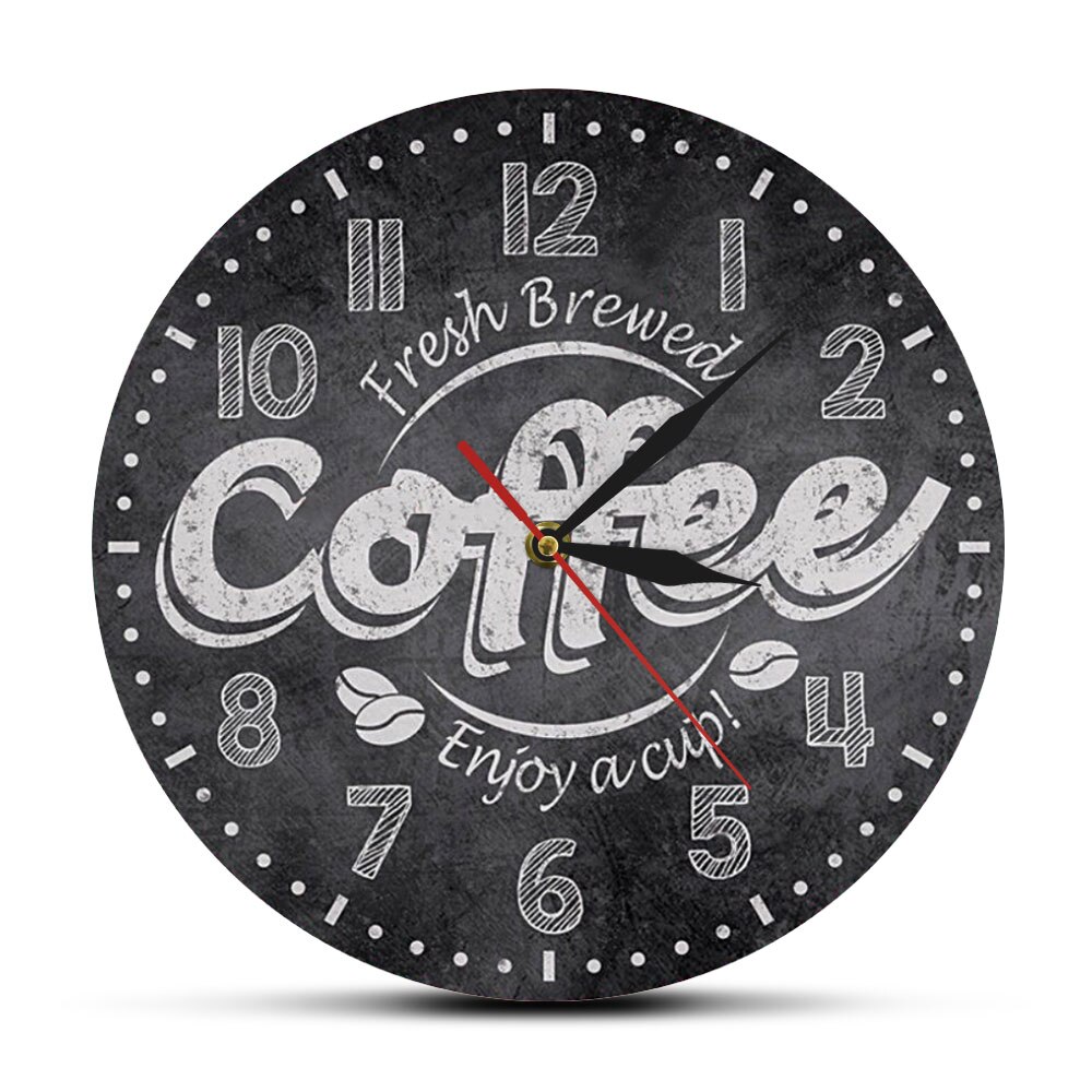 Fresh Brewed Coffee Enjoy A Cup Of Wall Clock Coffee Kitchen Wall Clock Coffee Shop Cafe Bar Wall Decor For Coffee addicts