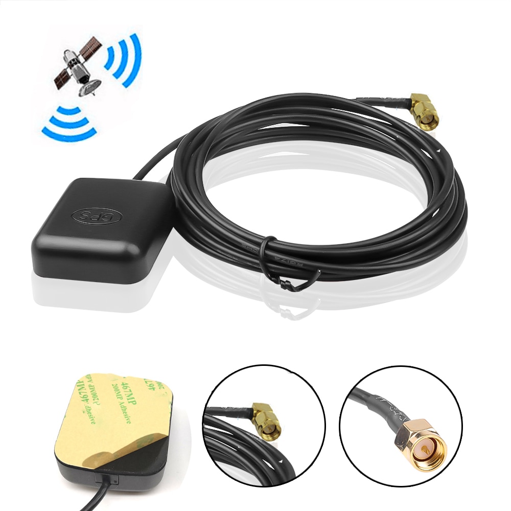 Auto Gps Antenne Sma Connector 2M Kabel Gps Ontvanger Auto Antenne Adapter Met 90 Graden Connector Voor Auto Navigatie speler Dvr