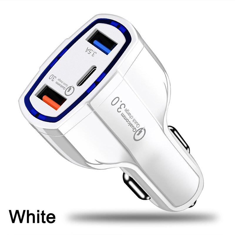 Auto Ladegerät QC 3,0 Schnell Ladung USB Ladegerät Typ C praktisch 2 Hafen Clever Universal- Ladegerät Adapter für Samsung xiaomi iphone: Weiß