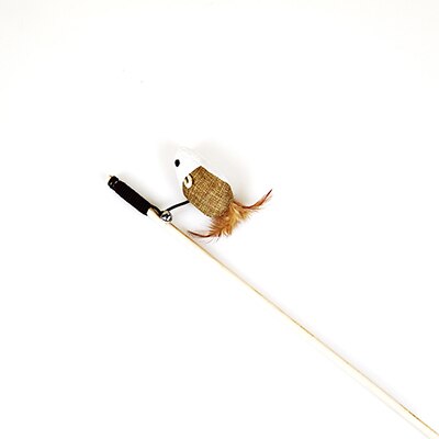 Katt interaktiv leksak pinne fjäder trollspö med liten klocka mus bur leksaker plast konstgjord färgglad katt teaser leksak husdjur tillbehör: 7