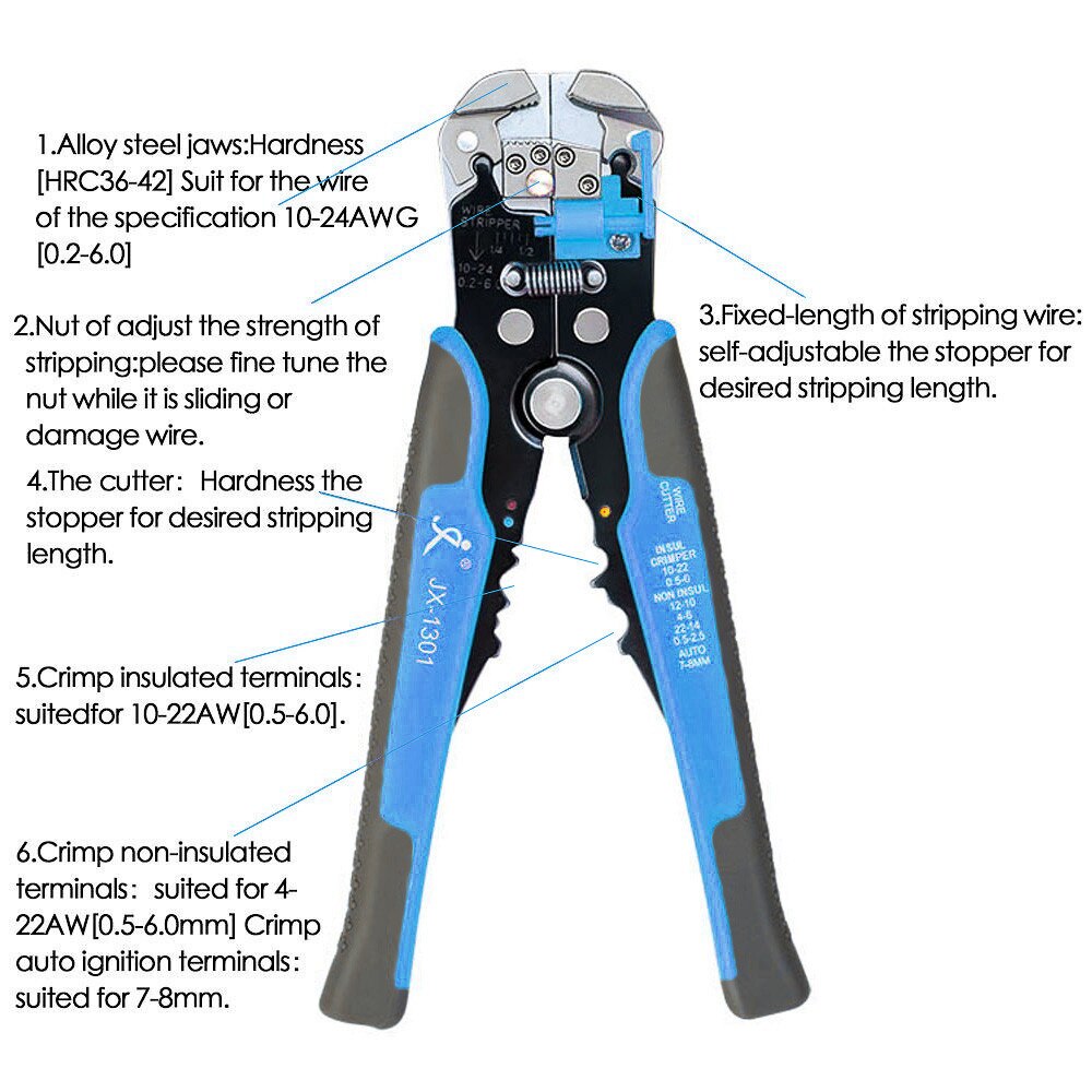 HS-D1 Crimper Cable Cutter Automatic Wire Stripper Multifunctional Stripping Tools Crimping Pliers Terminal 0.2-6.0mm Cutter CD