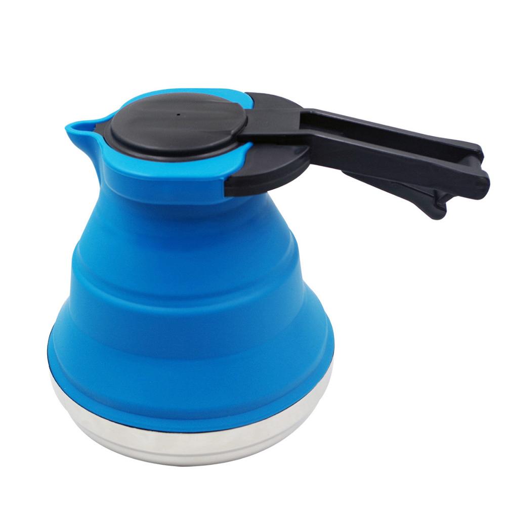 Vouwen Waterkokers Voor Camping Bbq Hike Keuken Draagbare Thee Koffie Potten Outdoor Barbecue Wandelen Koffiepot Travelling Theepotten: Blue no box