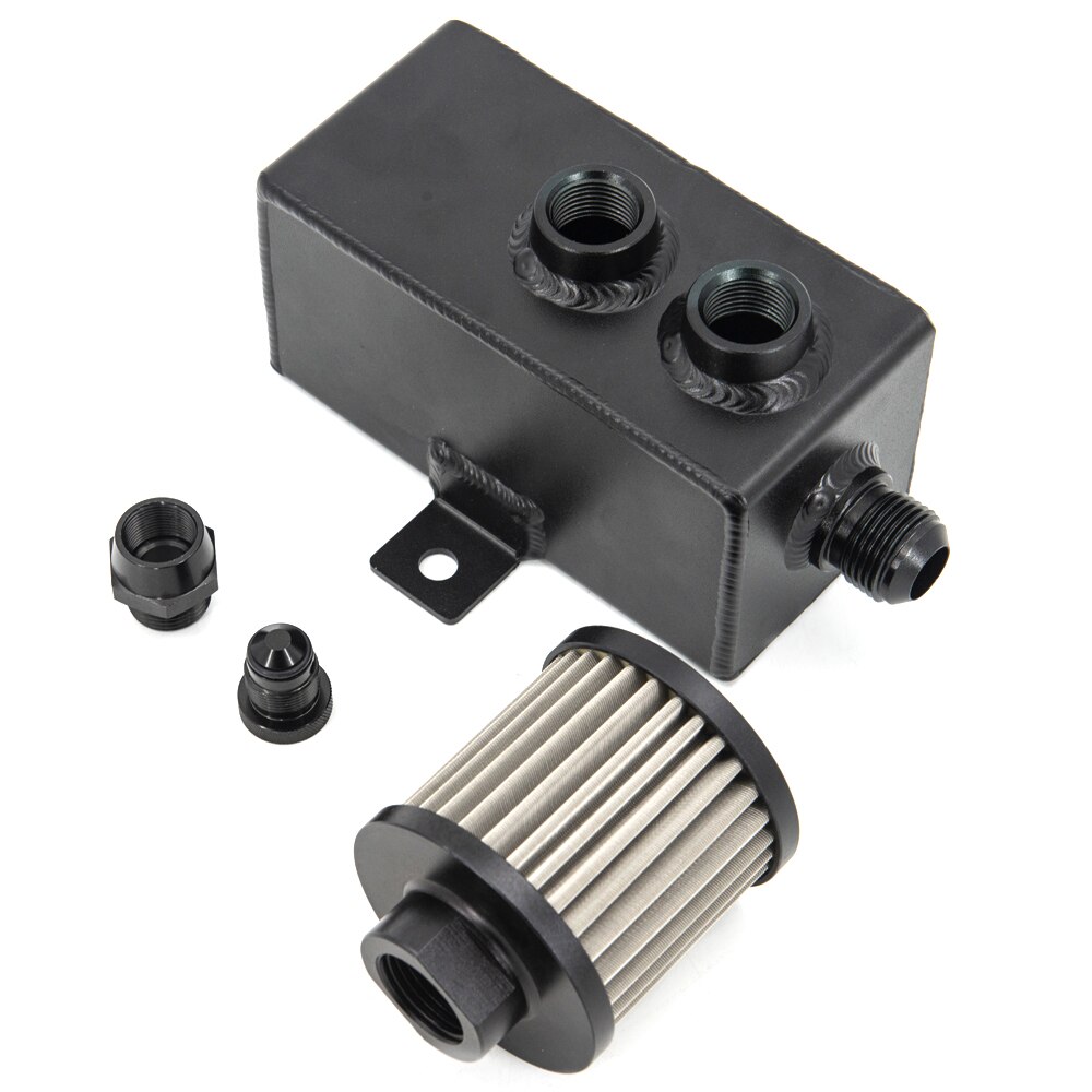 Universal Auto 1L Aluminum Oil Catch Can Tank Fuel Tank With Breather &amp; Filter Drain