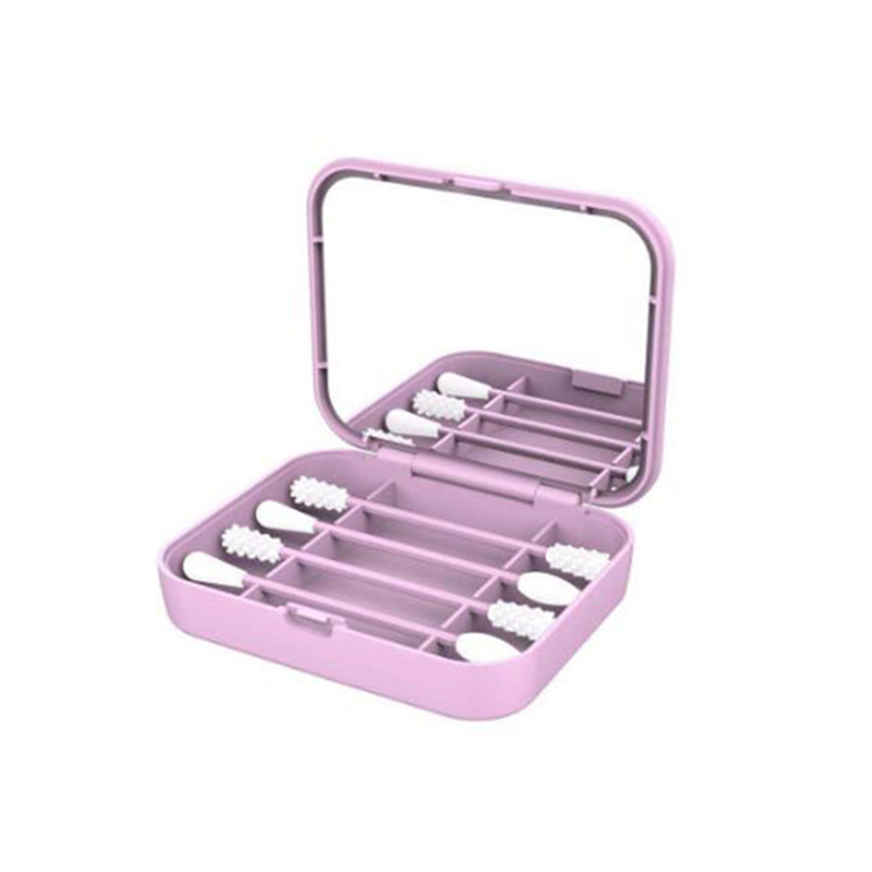 Newest 4Pcs/box Reusable Cotton Swab Ear Cleaning Cosmetic Silicone Buds Swabs Stick Double-headed Recycling For Cleaning Makeup: Purple