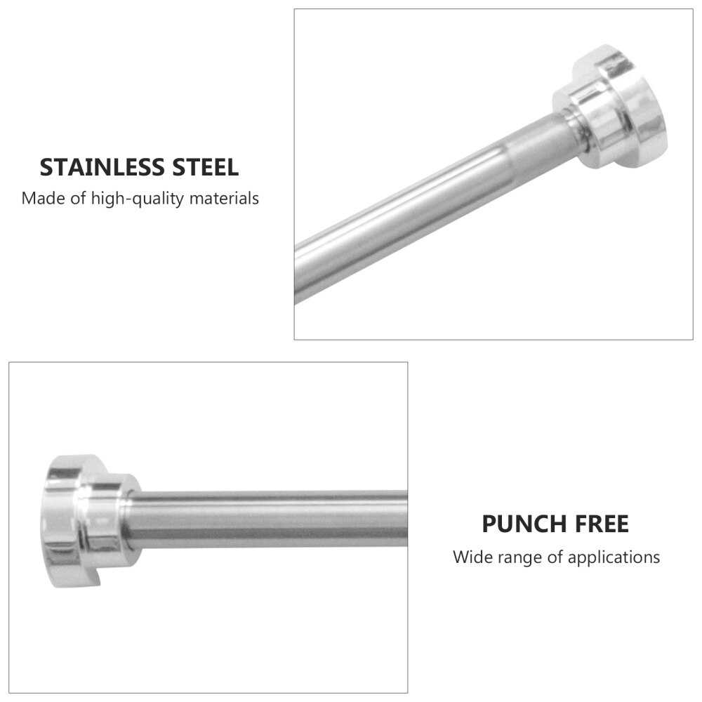 105CM to 190CM Adjustable Stainless Steel Spring Tension Rod Rail for Clothes / Towels / Curtains (Silver)