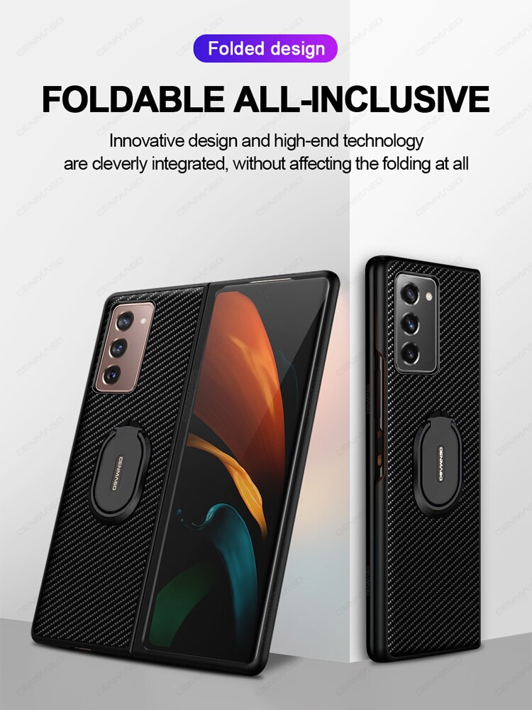 per Samsung galassia Z piega 2 Caso Ebaicase Originale in Fibra di Carbonio struttura con Il Supporto di Cuoio Della Copertura Posteriore per La Galassia Z piega 2 Caso
