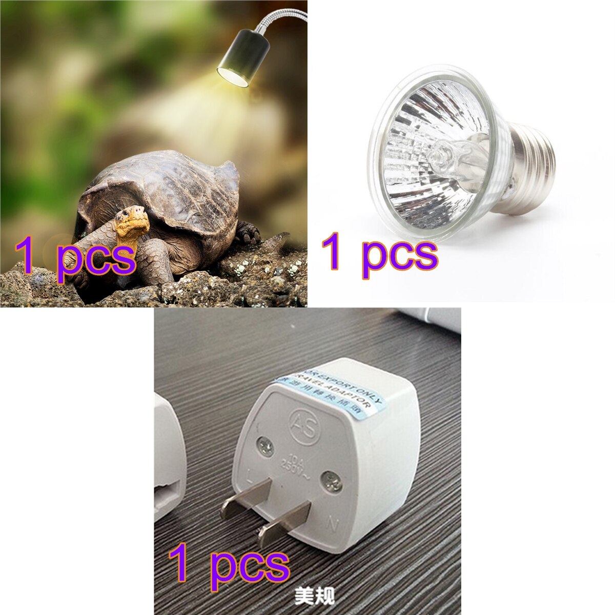 Reptile Lamp Set UVA+UVB 3.0 Lamp Clip-on Bulb Lamp Holder Thermometer Hygrometer Turtle Tortoises Basking Lamp Heat light Kit: 4