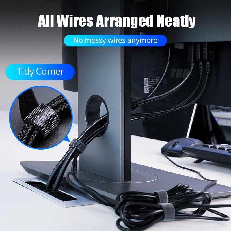 YBD 5 M Cable Organizer Wire Winder Holder Earphone Mouse Cord Clip Protector USB Cable Management For PC TV HDMI VGA Cable