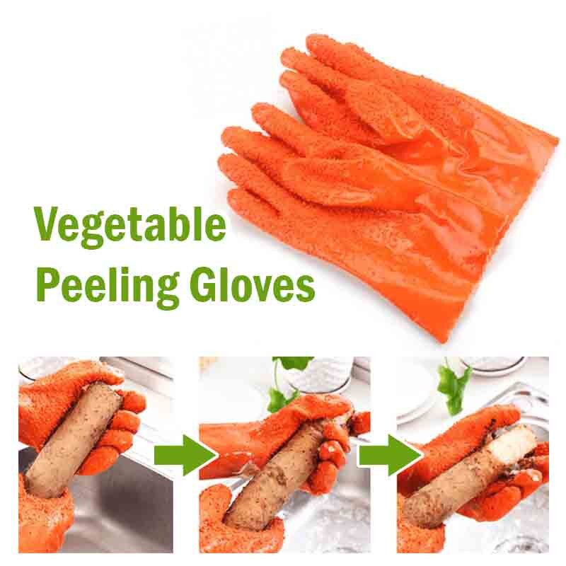 1 par de guantes para pelar patatas, pelar guantes de báscula de pescado vegetal, guantes antideslizantes para lavar platos, utensilios de cocina