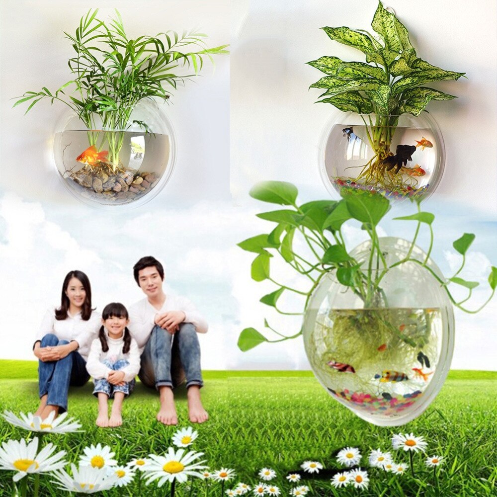 Acrylic Fish Bowl Wall Hanging Aquarium Tank Aquatic Pet Supplies Pets Product Wall Mount Pot Plant Vase Mounted Home Decoration