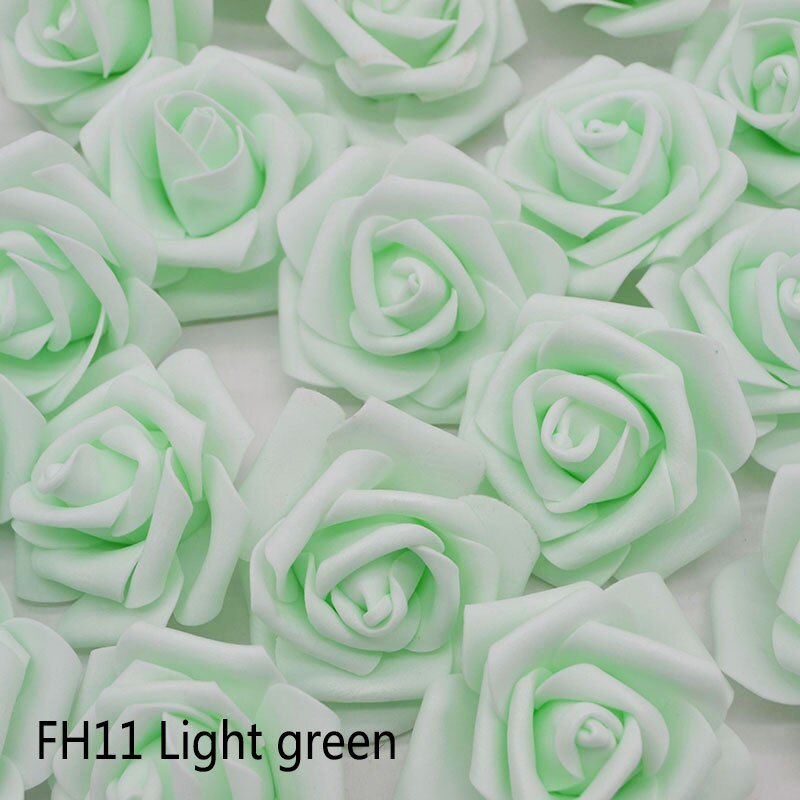 20 stk/parti 6cm blomsterhoved kunstige blomster bryllup dekorationer pe skum roser gør-det-selv blomster scrapbog krans krans boligindretning: Myntegrøn  fh11