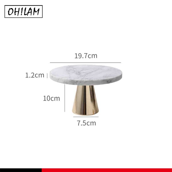 Home Natural Champagne Marble Cake Stand Dessert Fruit Serving Plate Tray on Pedestal Stand-Tea Party Serving Platter: A146-1