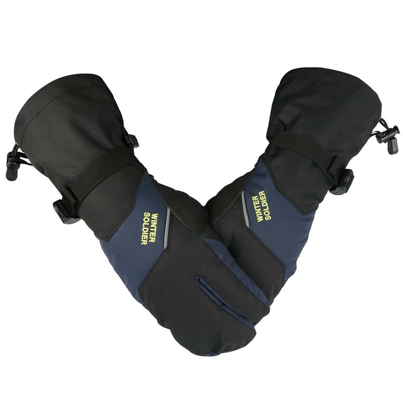 3 Vingers Waterdichte Winter Sneeuw Ski Wanten Mannen Vrouwen Zwart Roze Touchscreen Hand Bescherming Warm Skiën Snowboard Handschoenen: Black Blue / L