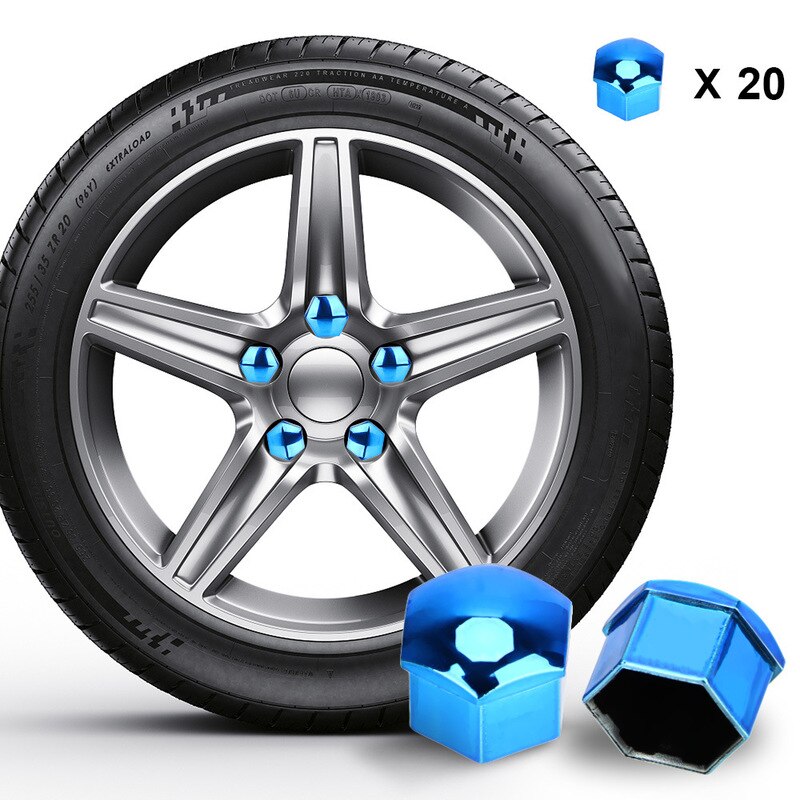 Tapas de tuercas de rueda de coche, tapas de protección antióxido, tapón de tornillo de tapacubos para automóvil, tuerca para neumático, Perno, decoración Exterior, 17mm, 20 piezas
