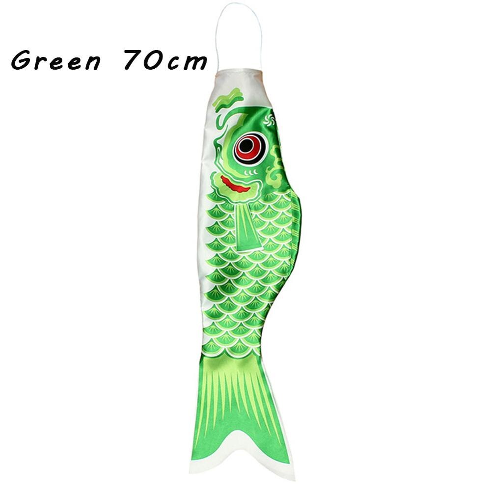 Pez de dibujos animados, Bandera de calcetín de viento, colorido estilo japonés, calcetín de viento de carpa mini Koinobori, , serpentín de pescado, adornos de doméstica: Green 70cm