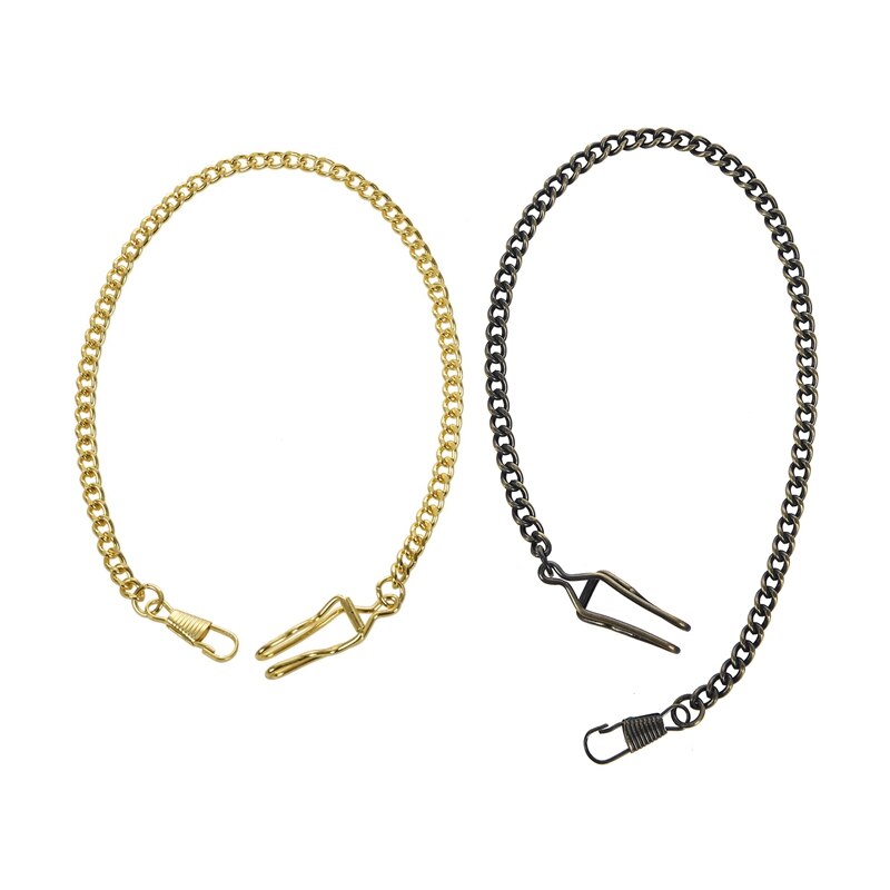 2Pcs Retro Antieke Vintage Zakhorloge Ketting-Goud & Brons: Default Title