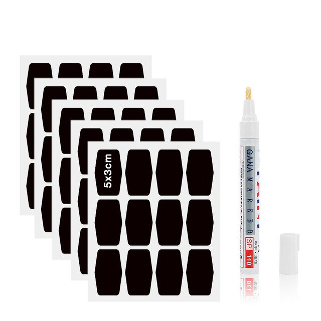 Étiquette autocollante pour épices de cuisine, étanche, avec stylo marqueur, pour bocaux et bouteilles, 48 pièces/ensemble: 60pcs 1shape