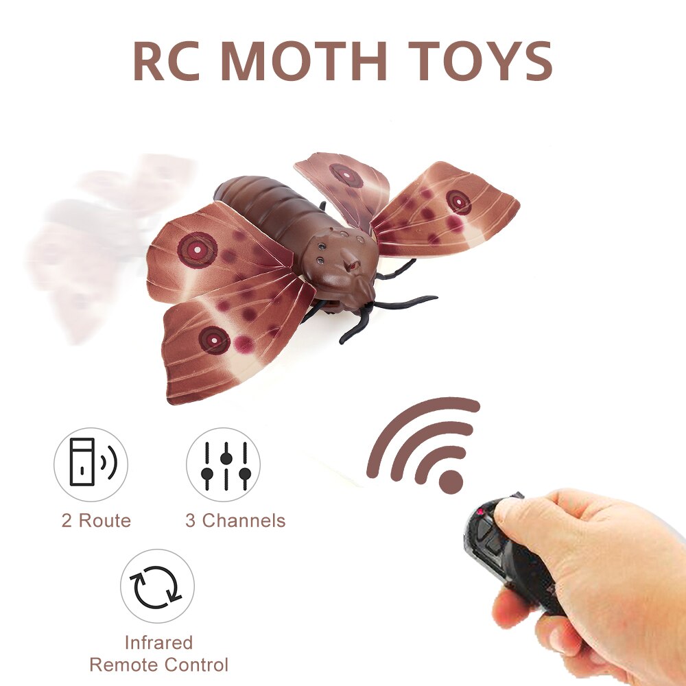 Remote Control Moth Toys Simulated Insect Toys Infrared Sensing Portable RC Toy for Kids