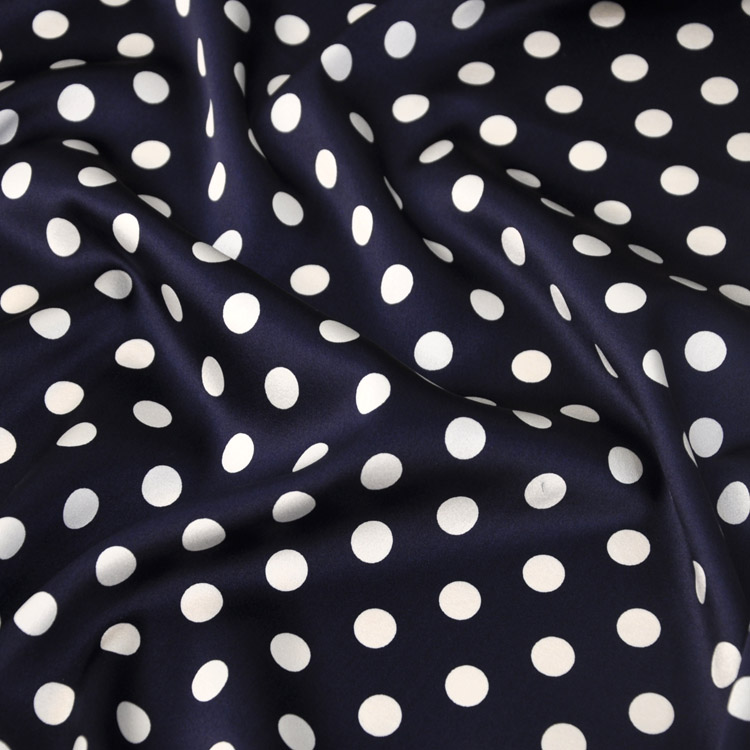 Bred 42.5 "høj kvalitet polka dot silke stretch satin stof skjorte kjole materiale: Blå