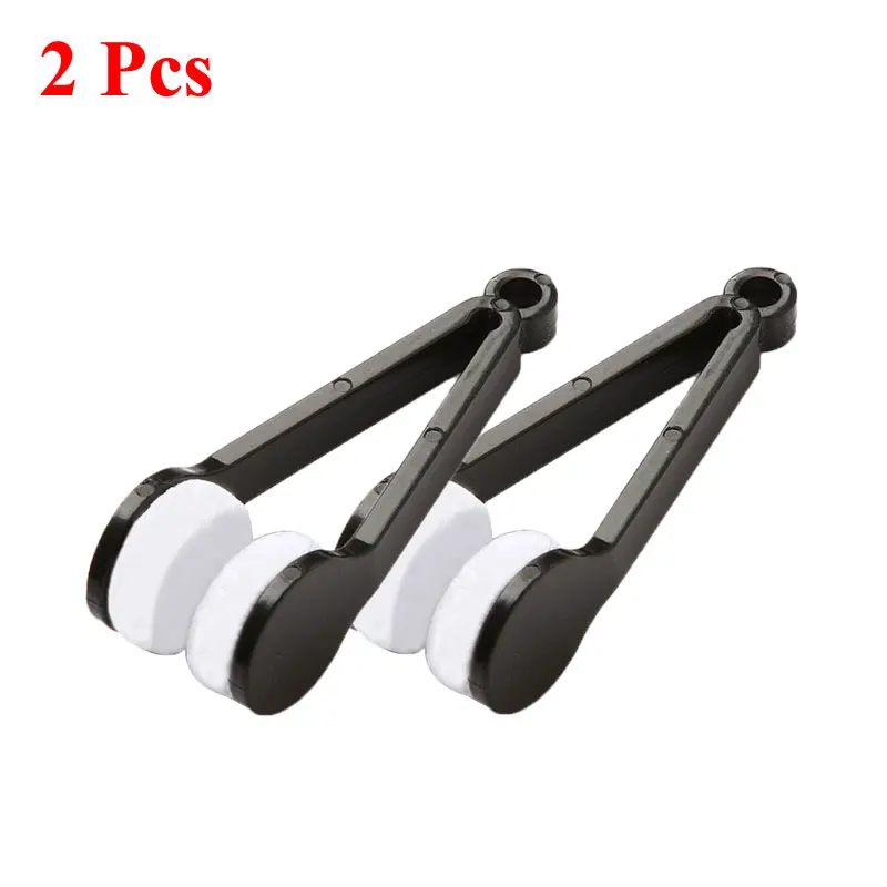 Outils de nettoyage de lunettes, Mini nettoyeur de lunettes multifonctionnel Portable, brosse à lunettes double face, nettoyeur de lunettes en microfibre: 2 Pcs Black